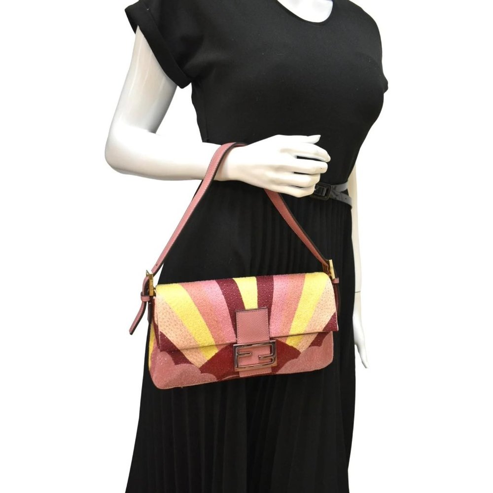 FENDI Baguette 1997 Satin Leather Shoulder Satchel Bag Multicolor - Picture 2 of 12